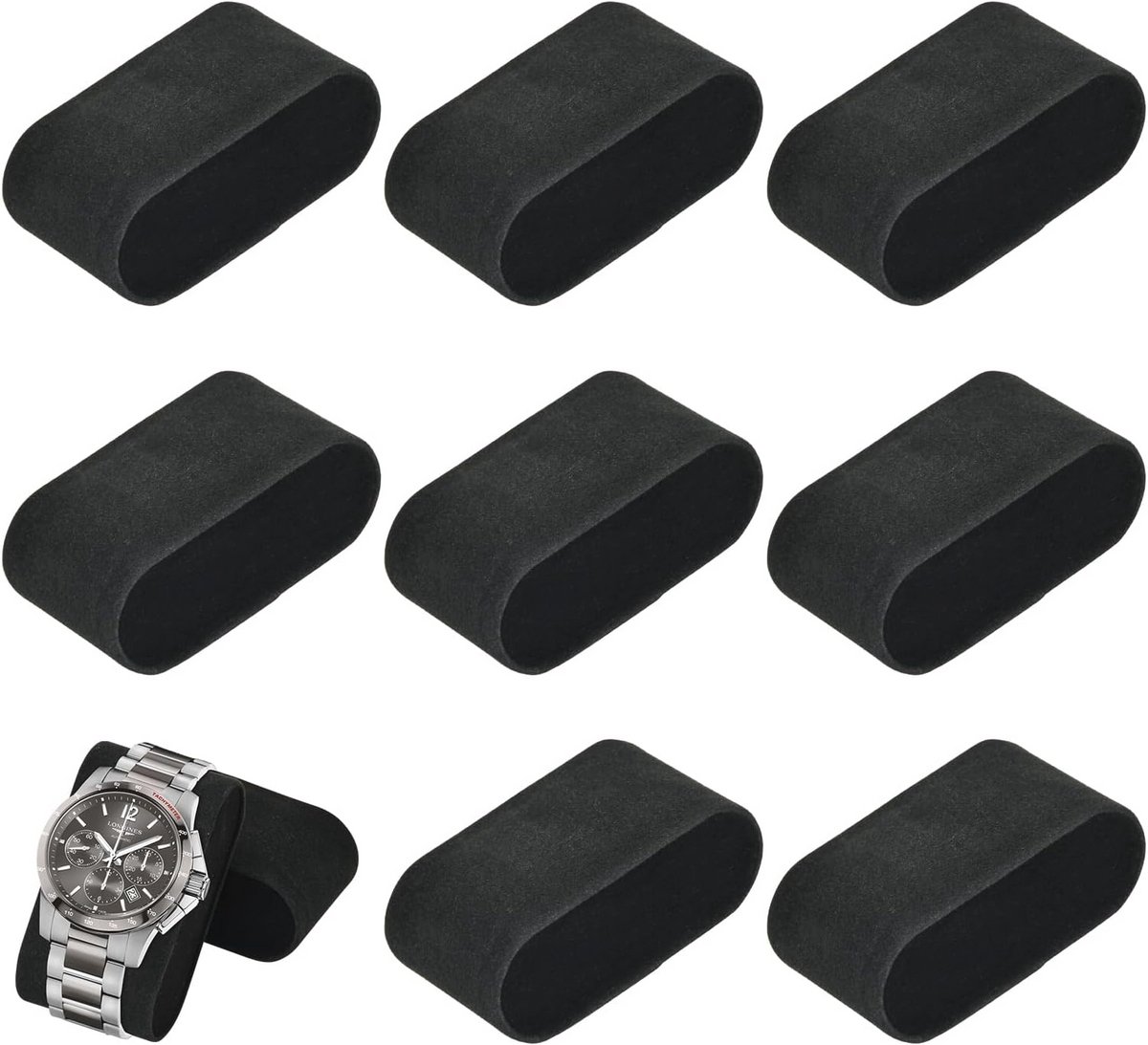 Horloge kussen set van 8 - Zwart, ideaal voor het tonen en opbergen van horloges en sieraden