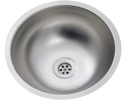 RVS Spoelbak Keuken Ø34cm Rond – Wasbak caravan keuken - Met Sifon – Spoelbakken Keuken – zonder Kraangat - Wasbak Keuken