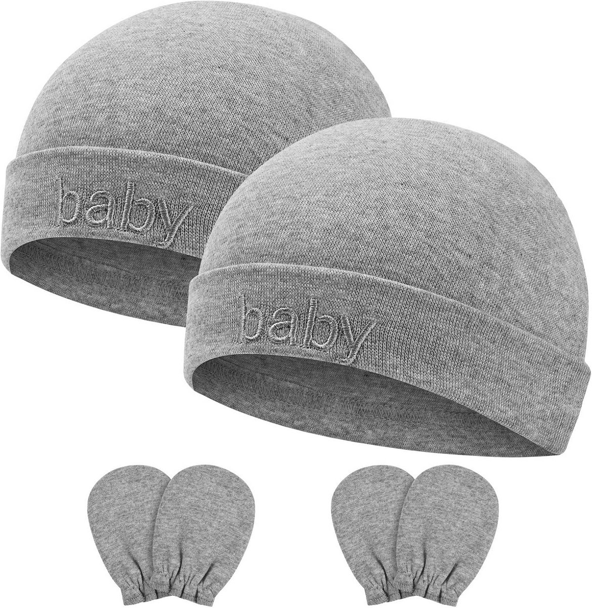 Katoenen babymuts en handschoenenset voor pasgeborenen - Comfortabele en zachte babymutsjes