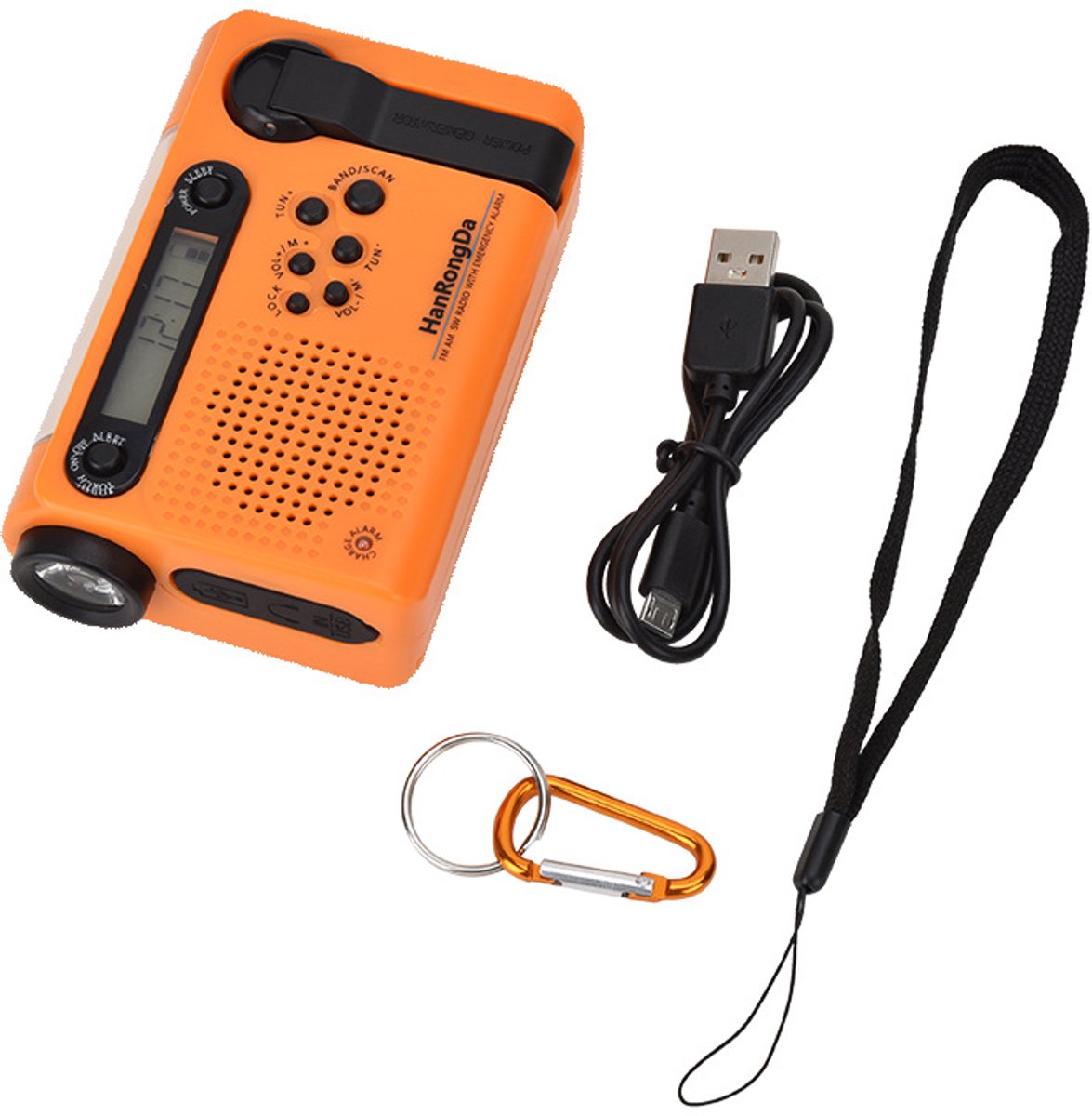Noodradio met volledige band - Noodradio - noodradio solar opwindbaar - Radio - Buitenradio - Oranje - ABS - 500mAh