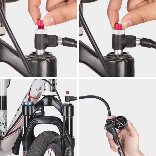 2-in-1 Fietspomp voor MTB en Racefiets - Draagbare Hogedrukpomp tot 300 Psi met Ontluchtingsknop — afbeelding 4