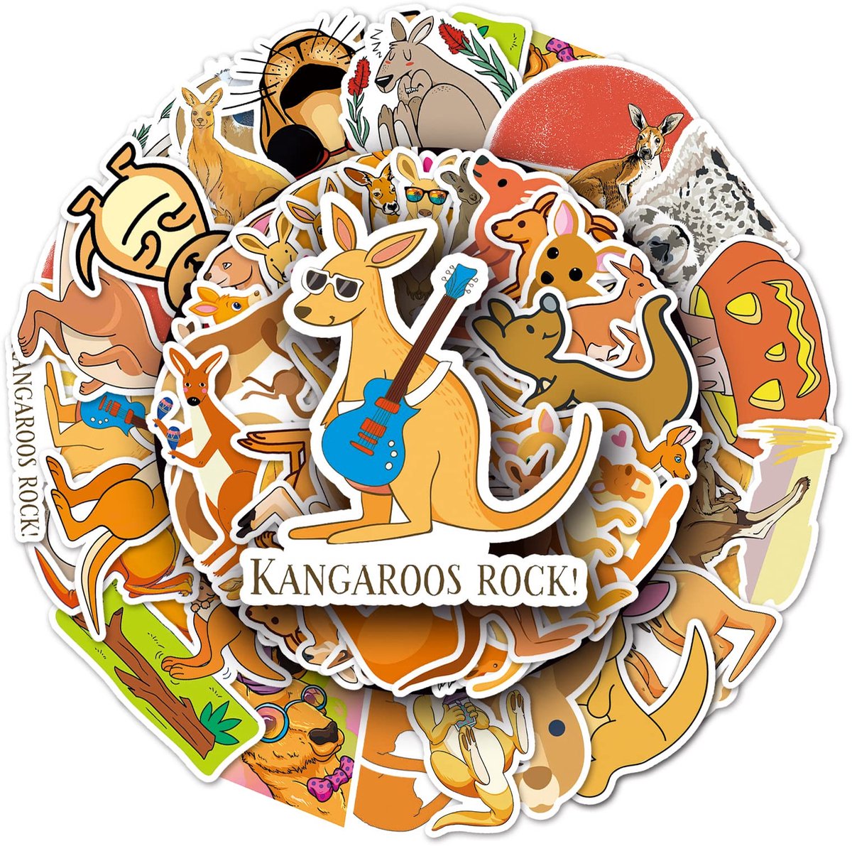 IMPERATORIS® 50 kangaroo stickers Scrapbook Stickers voor Bullet/Bujo/Junk Journal - Planner/Laptop/Telefoon/Agenda Sticker - Voor Volwassenen en Kinderen