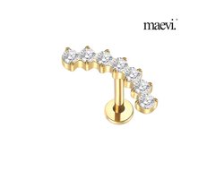 Maevi® Piercing voor Oor - Kleur: Goud - Formaat: 12 x 6 MM - Titanium - Tragus / Kraakbeen / Helix / Conch - Oorpiercing - Piercing Sieraad - Hoge Kwaliteit - Labret Piercing - Luxe Sieraad - Oorbellen
