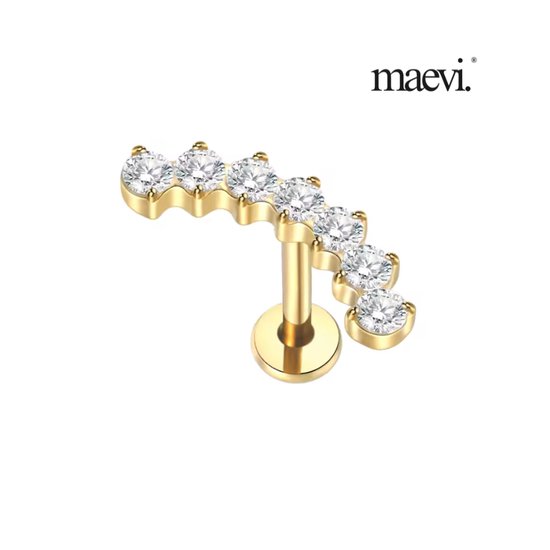 Piercing d'oreille Maevi® - Couleur : Or - Taille : 12 x 6 MM - Titane - Tragus / Cartilage / Helix / Conque - Piercing d'oreille - Bijou de piercing - Haute qualité - Piercing labret - Bijou de Luxe - Boucles d'oreilles