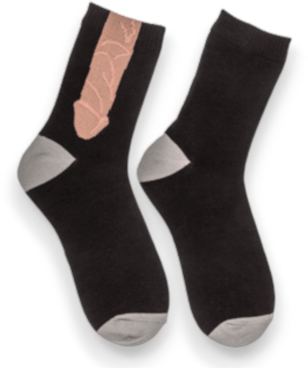 Zwarte Sokken met Ondeugend Penis Cartoon-Design – Maat 42-46 | Comfort, Humor & Unieke Stijl