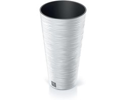 Langwerpige plantenbak met houtlook - Voor binnen en buiten - D 30cm H 57.5cm