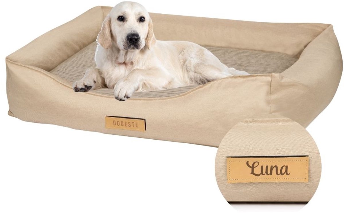 Orthopedisch hondenkussen XXL gepersonaliseerd 100x82x18 cm beige