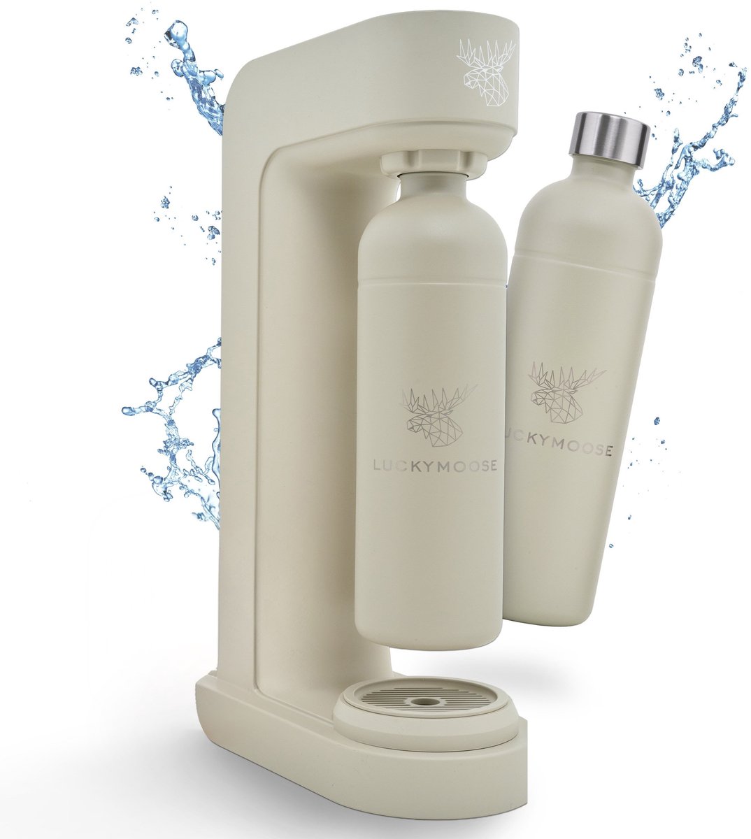 Luckymoose Bruiswatertoestel - Infinity - Soda Maker met 2x 1,25L RVS Drinkfles Zand - Bruiswater Machine - Zand