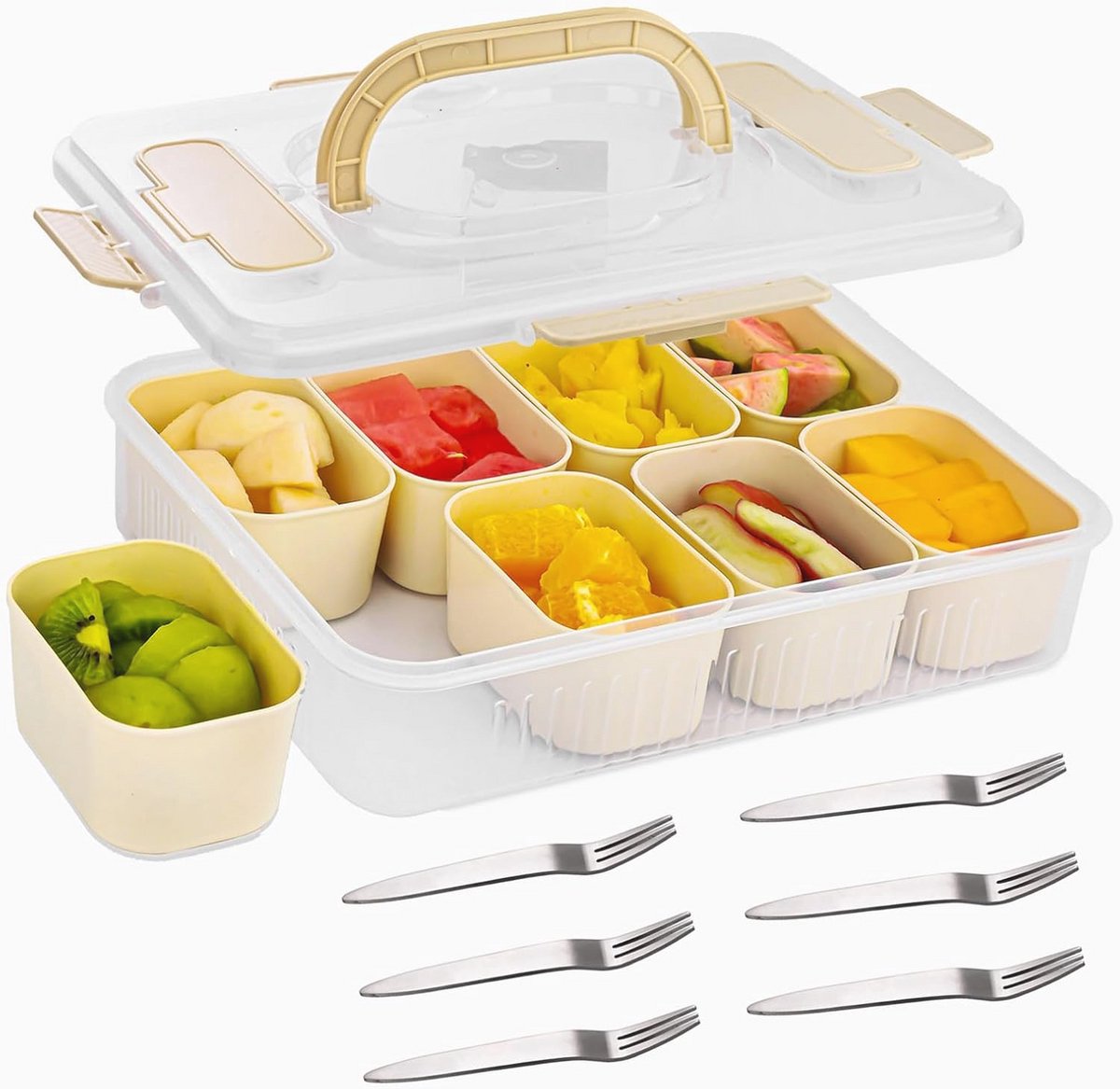 Snackbox met 8 vakken en deksel - Organiser voor noten, groenten en desserts