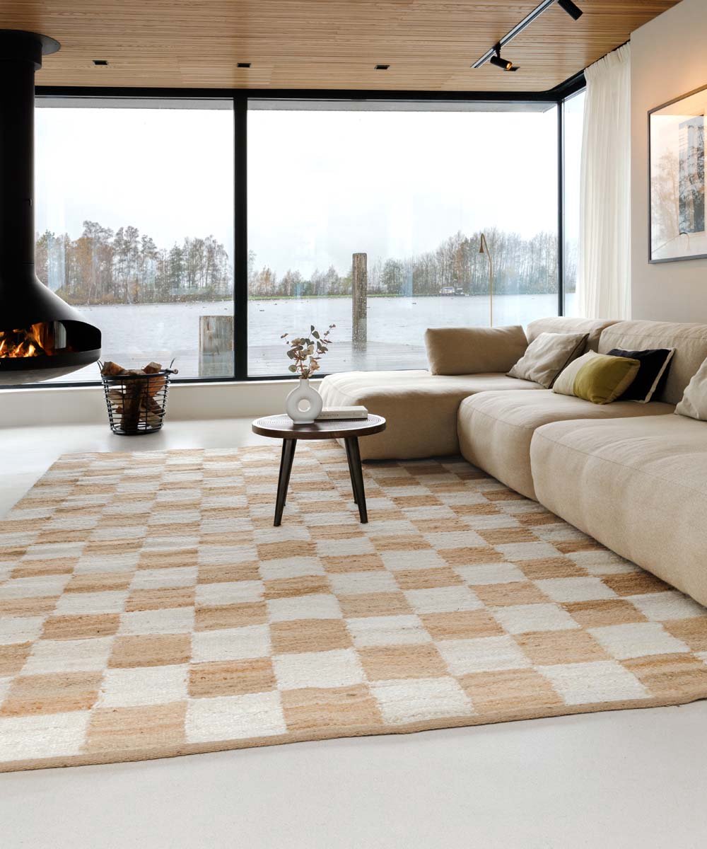 Jute vloerkleed - Patch naturel/wit 240x340
