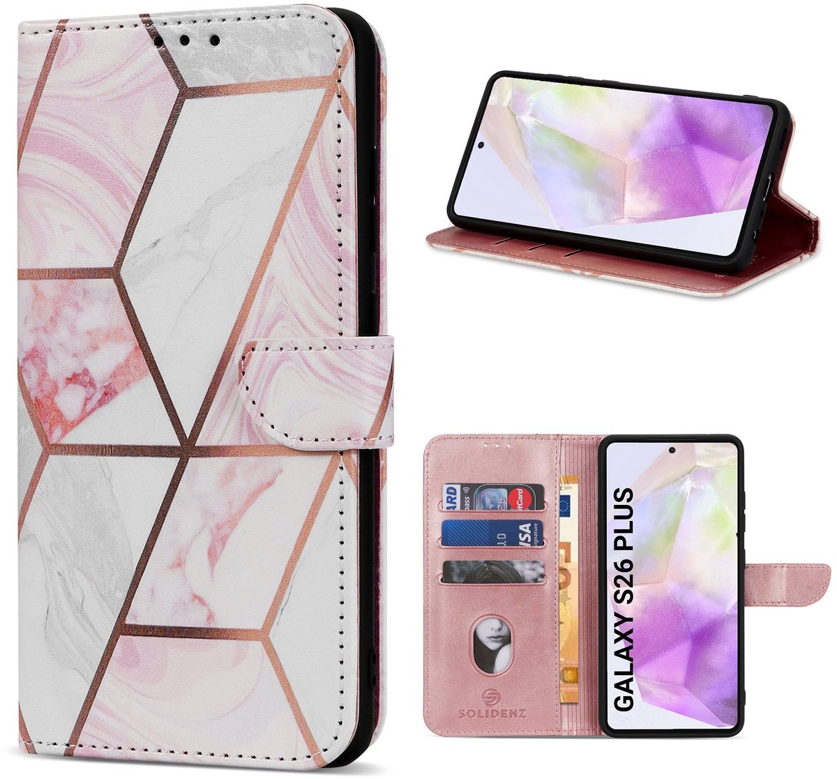 Solidenz hoesje - Geschikt voor Samsung Galaxy S26 Plus - Bookcase - Marmer