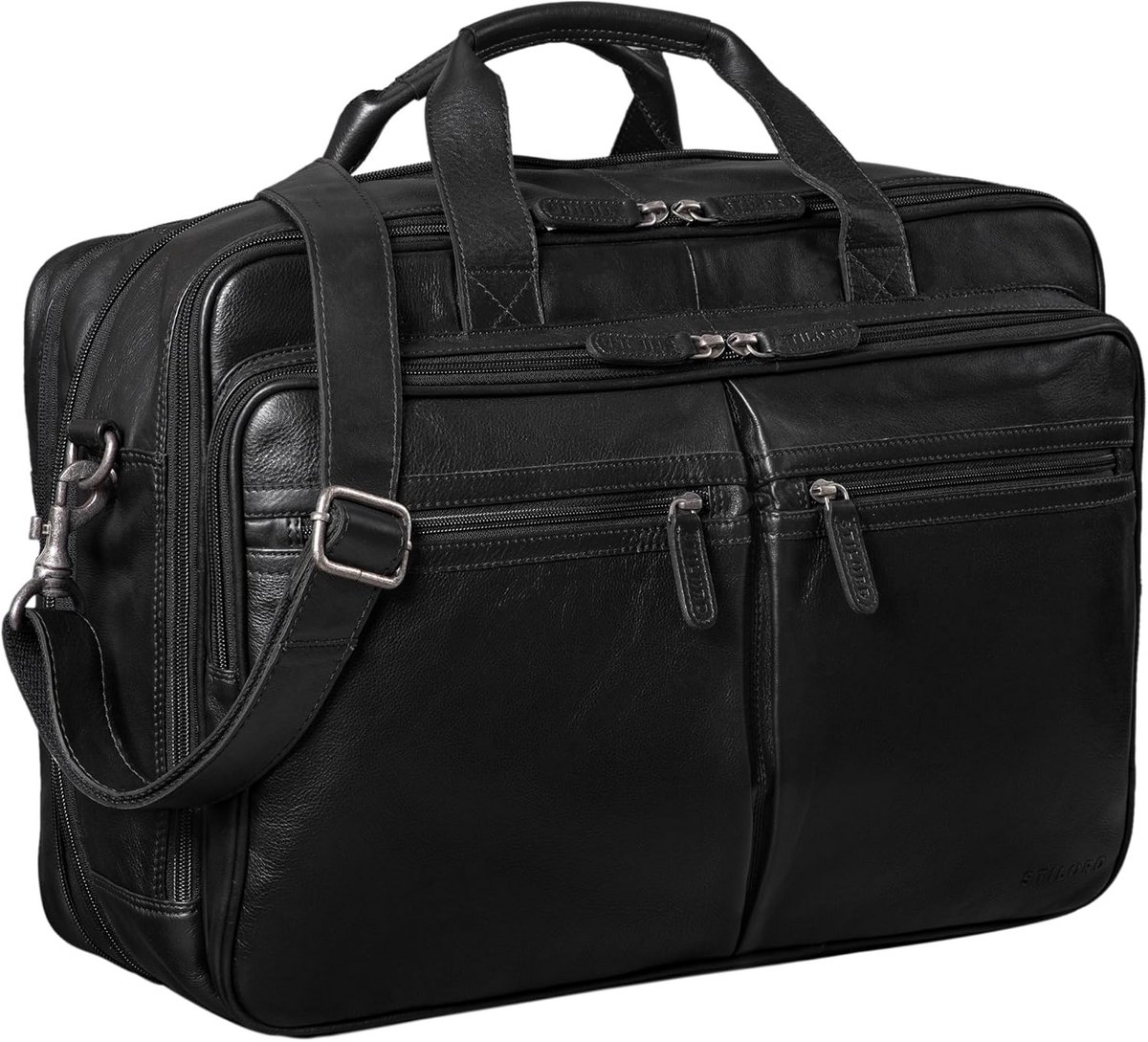 XXL Leren Aktetas Heren 17.3 tot 19 Inch Laptop Schoudertas Kantoor Vintage