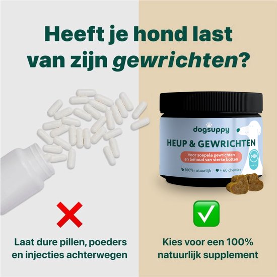 Heeft je hond last van zijn gewrichten? Kies voor een 100% natuurlijk supplement.