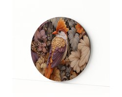 Vogel wandbord – wandkunst rond – ronde metalen decoratie – 60x60 cm