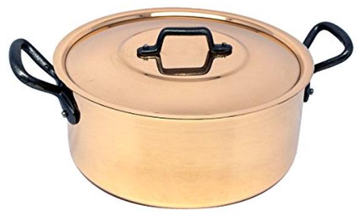 Kookpan met Deksel - Ø 20 cm - Massief Koper voor Perfecte Kookresultaten