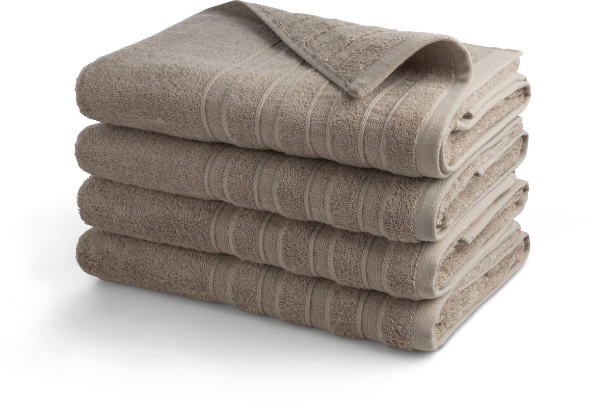 DoubleLife Handdoeken XL 70x140 cm - Set van 4 - 100% Katoen, waarvan 50% Gerecyclede Katoen - GRS Gecertificeerd - Warm Sand