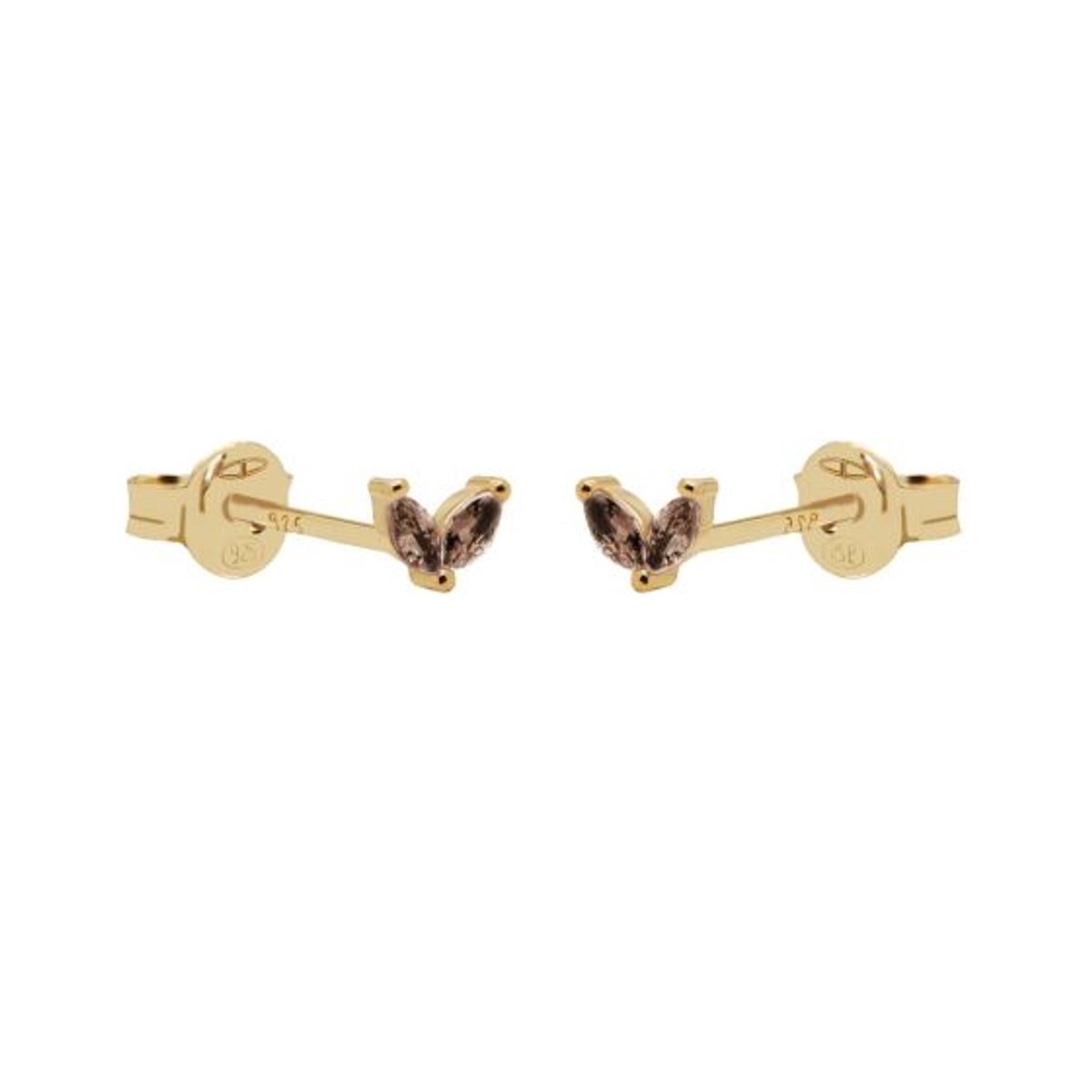 Karma Oorknoppen Double Leaves Tiny Choco Goud