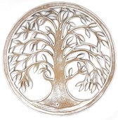 Tree of Life Muurdecoratie Houten Mandala Beringin 60 cm Wit