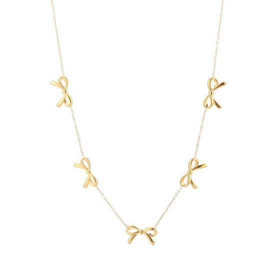 Gouden ketting met vijf strikjes, ook wel bekend als de 'Strikjes Ketting goud'.