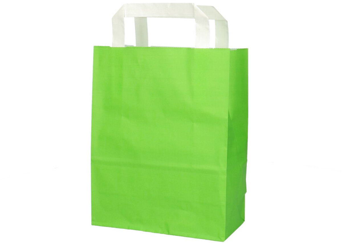 Cadeautas papier groen - 50 stuks - 18x8x23cm - Groen - Geschenktas - Giftbag - Met handvatten