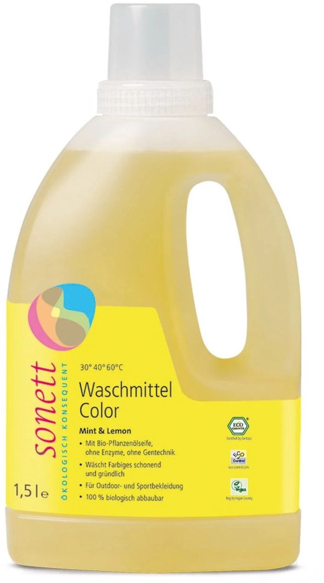 Vloeibaar wasmiddel 1,5L Mint & Lemon voor gekleurde was