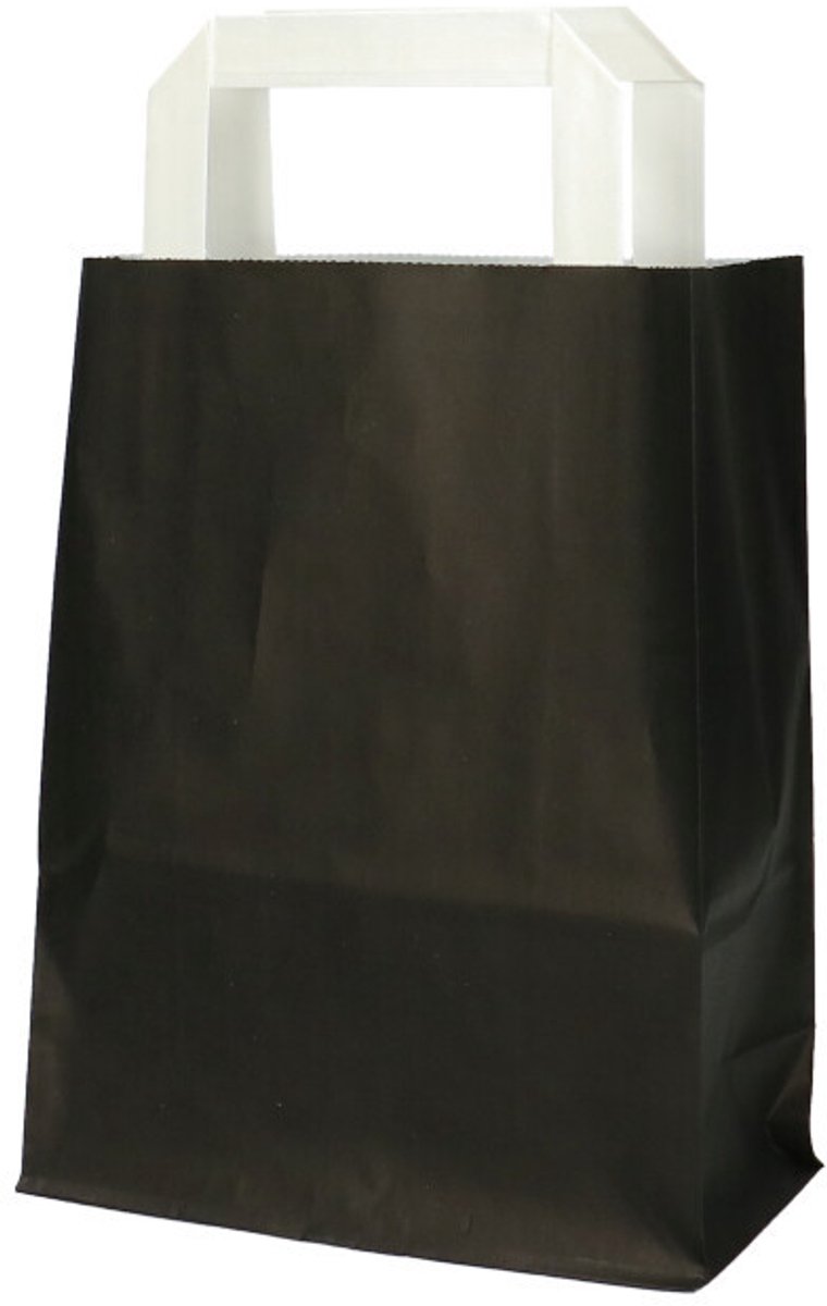 Cadeautas papier zwart - 50 stuks - 18x8x23cm - Zwart - Geschenktas - Giftbag - Met handvatten