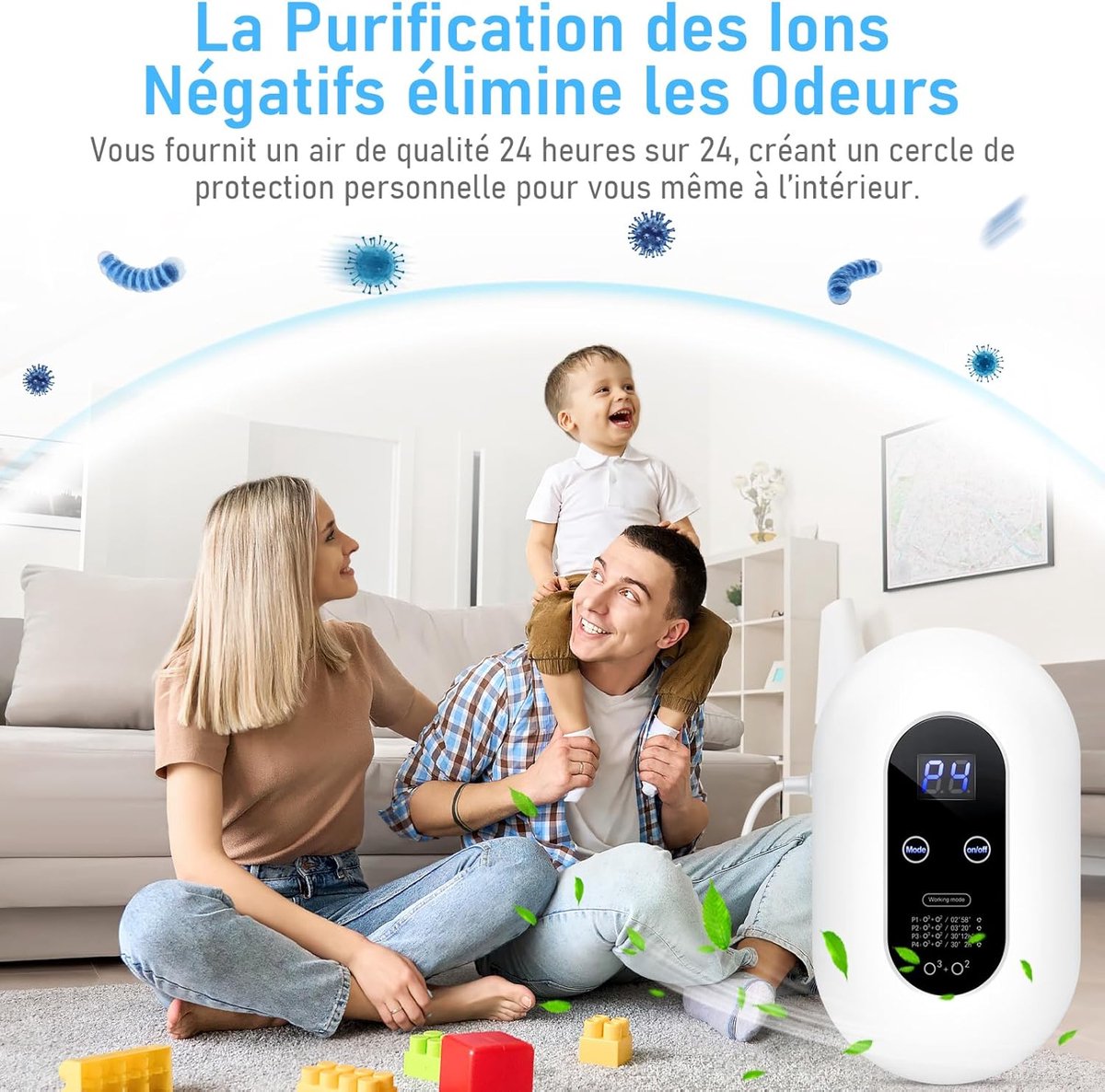 KZQ Ozongenerator Luchtreiniger, Geluidsloze Negatieve Ionen Luchtreiniger met Ontgeurder, 200 mg/h Sterkte voor Slaapkamer, Badkamer, Keuken, Huisdieren en Formaldehyde Verwijdering, Compacte Luchtreiniger — cadeau in Cadeau-ideeën - foto 6