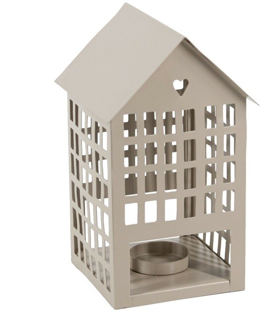 Metalen huisje waxinehouder sand