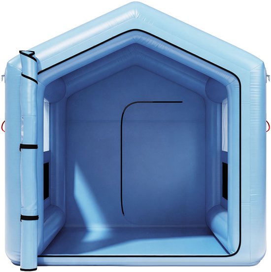 VEVOR Opblaasbare Spuitcabine 3 x 2,6 x 2,6M, Spuitcabine Tent met 550 W Blower & Luchtfiltersysteem & Transparant Venster, Driehoekig Dak, 210D Oxford Stof, Spuitverf Blauw — afbeelding 2