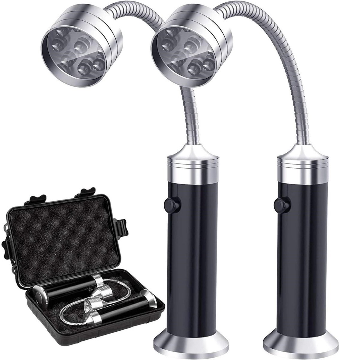GELLDG Magnetische BBQ-lampjes - Set van 2 - Buiten BBQ-verlichting - Flexibele BBQ-lampjes - BBQ-accessoires - 360° draaibaar - Zwart