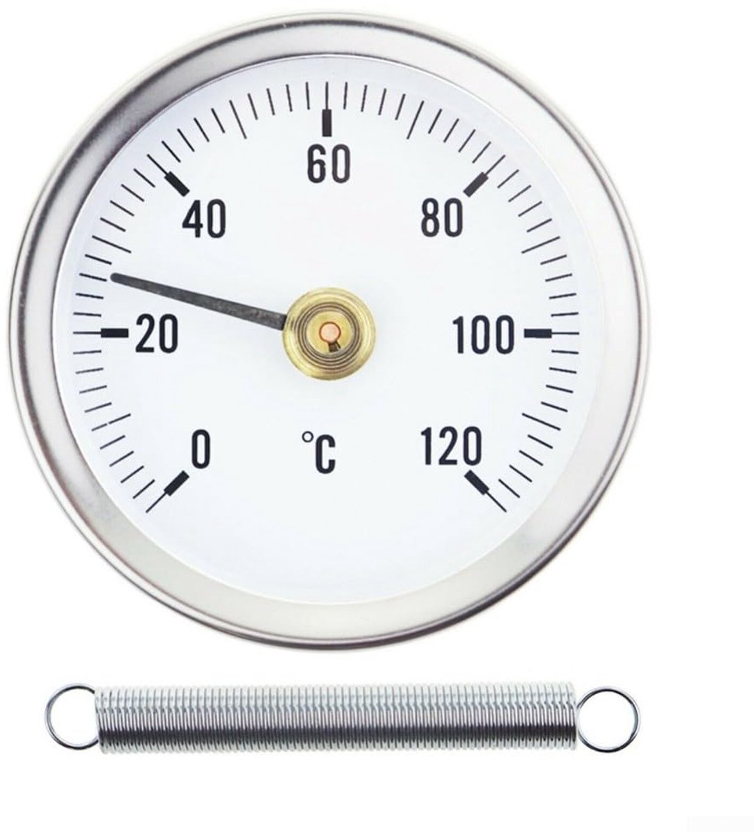 Klem-op-pijpklem HVAC-thermometer 0–120 °C Bimetaalthermometer voor nauwkeurige warmwaterb
