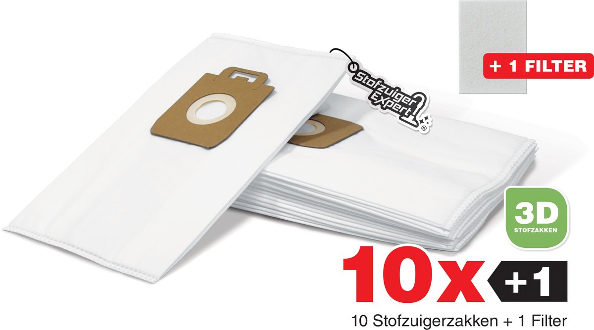 10x Nilfisk Stofzuigerzakken King / Extreme - Duurzaam Karton Zonder Plastic - 3D Stofzakken + Hygiëne filter - Premium kwaliteit - Multi lagen - Anti Allergie - Geschikt voor o.a. King, Extreme, Power en Elite Series