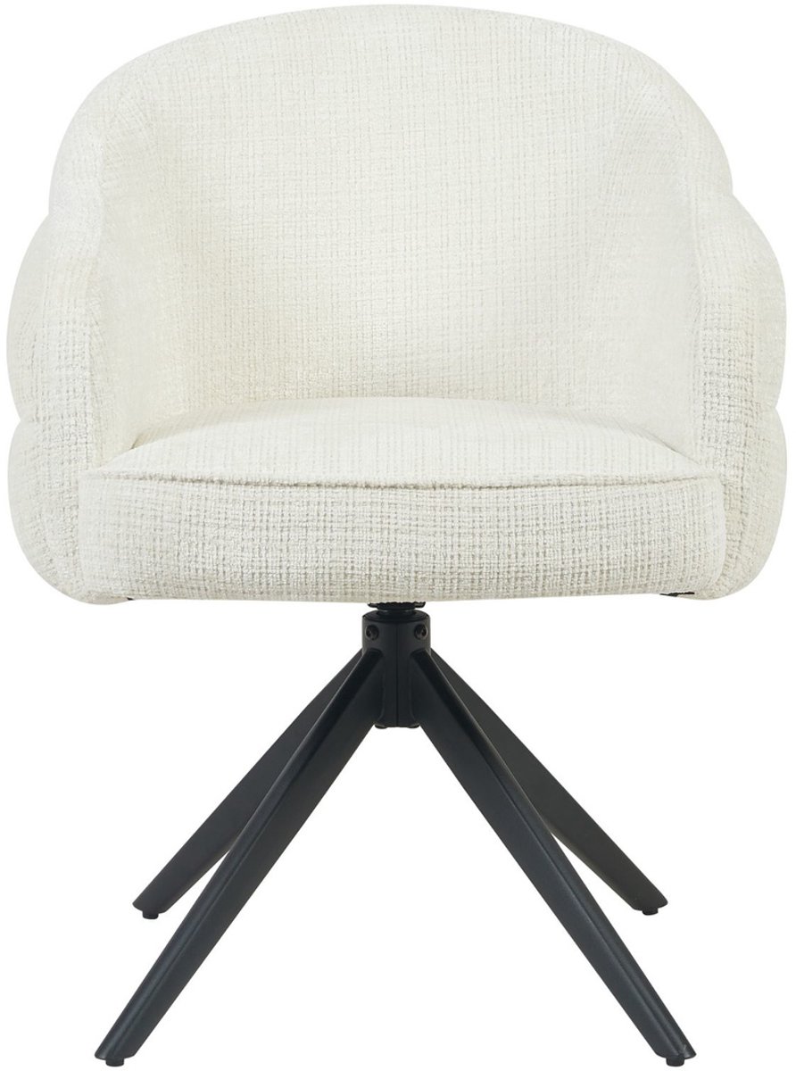 Starfurn Eetkamerstoel Bella - Off White/Zwart - Draaibaar - Set van 2