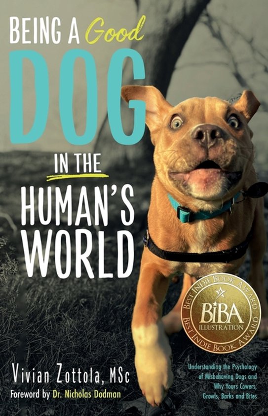 Livre 'Being A Good Dog In The Human's World' avec un chien à l'expression amusante, avec un BIBA Illustration Award.