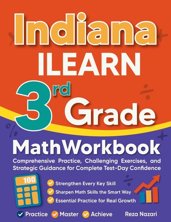 Indiana ILEARN 3rd Grade Math Workbook - cover