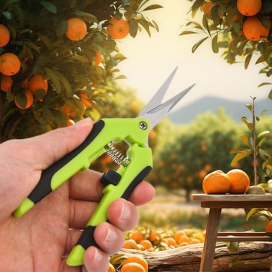 Snoeischaar van roestvrij staal - Tuinschaar met rechte punt - Groen - Tuinschaar - Antislipschaar - Snoeischaar met recht blad voor bloemen - Hobbytuinschaar - Tuinschaar van roestvrij staal — afbeelding 4
