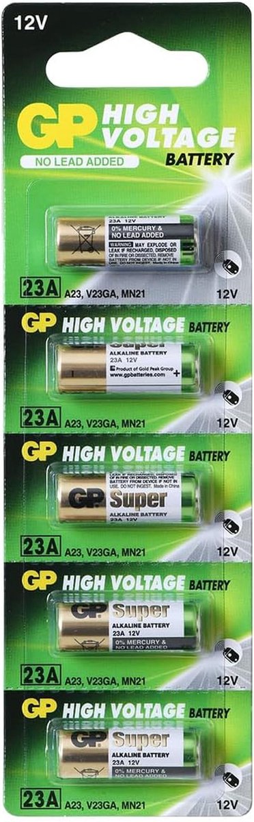 12V Alkaline Batterij voor Hoge en Lage Energiebehoeften - Pack van 5