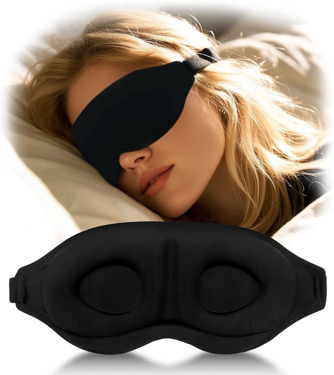 100% Lichtblokkerend Slaapmasker Zijde | Ademend 3D Oogmasker voor Dames & Heren | Comfortabel voor Reizen en Ontspanning