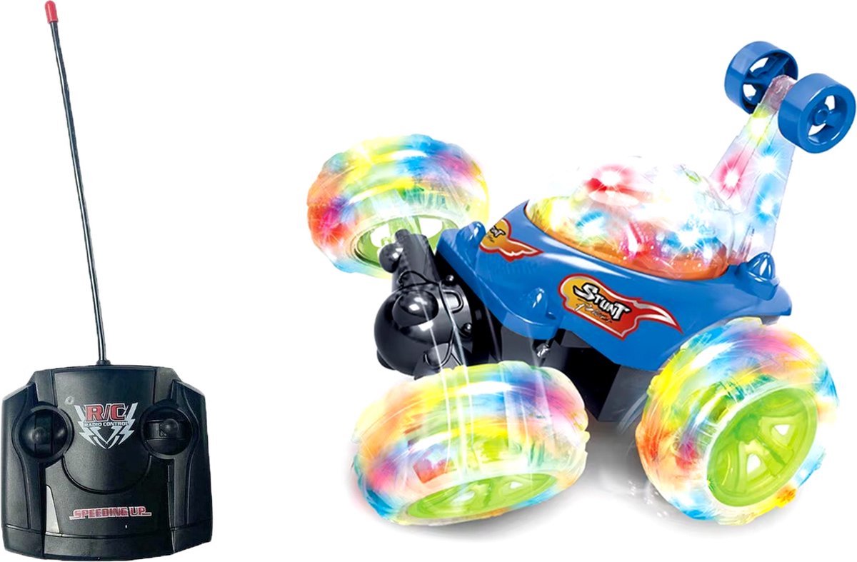 Afstand bestuurbaar Stunt auto met 360º draaiende wielen - Rc auto - Acrobatisch - oplaadbaar - 17.5cm