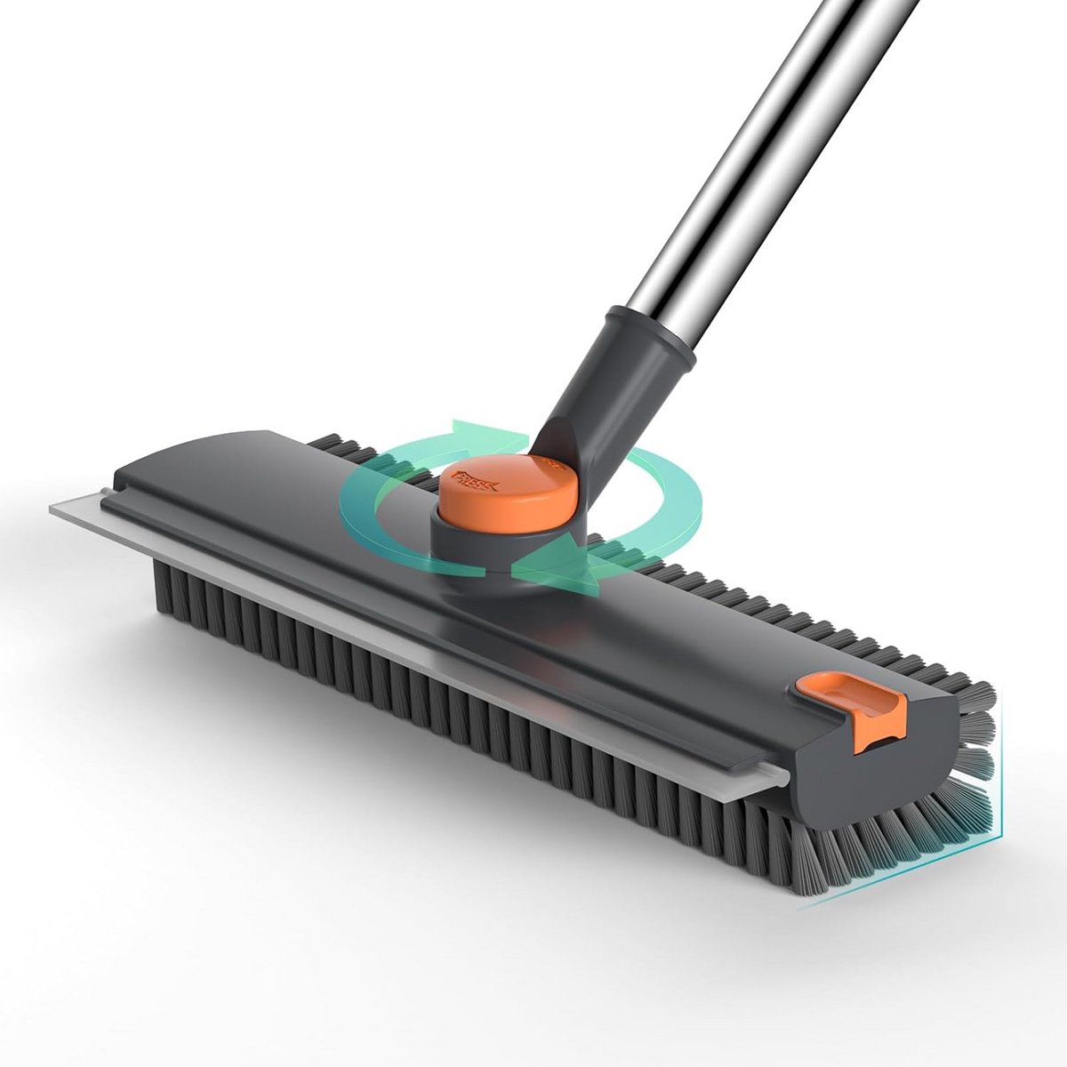 Verstelbare Vloerschrobborstel met Lange Steel en Rakel voor Zware Schoonmaak