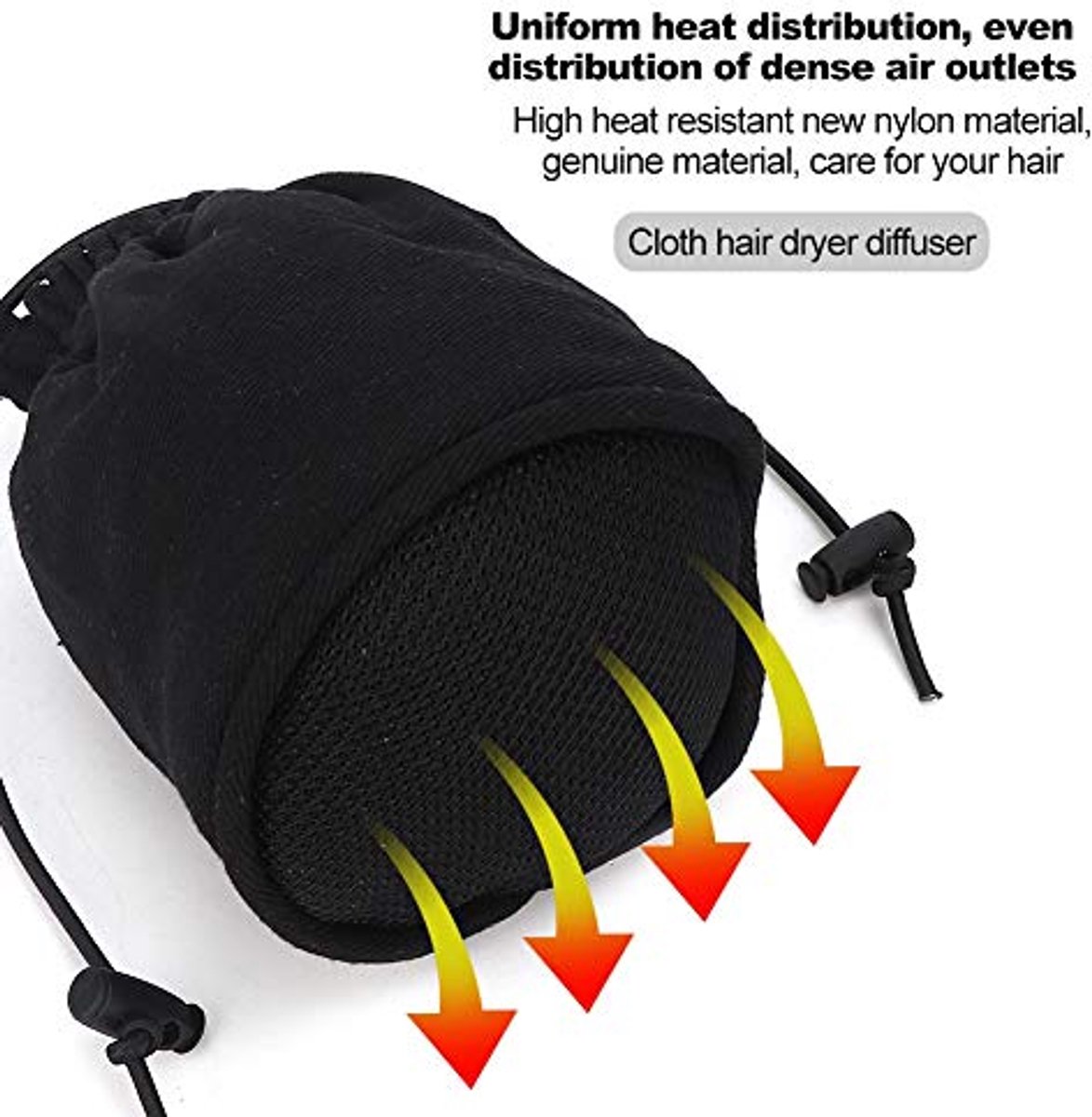 Ynkkvre - Haartrockner Diffusor - Diffusor Voor Krullend En Golvend Haar - Zacht Nylonmateriaal Warmte Gelijkmantig Verdelen - 1 - Voor Thuis/Reizen Zwart