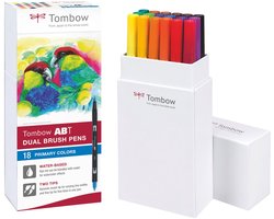 Tombow ABT Dual brush tekenpennen - Brushpennen - set van 18 kleuren - Primaire kleuren