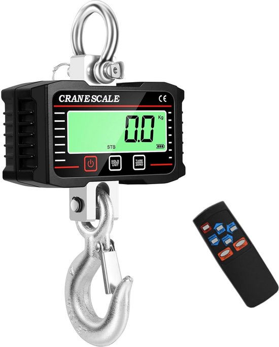 Digitale Kraanweegschaal, 1500 Kg 3000 Lb Duty Industriële Hangweegschaal, met Afstandsbediening LED-display, Afstandsbedieningsbereik 20 M, voor Het Meten van Gewicht (oranje