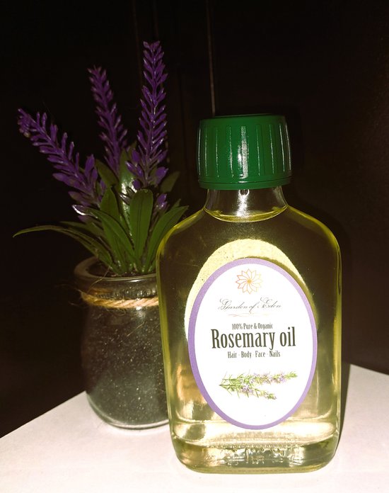 Garden of Eden - Pure organic rozemarijn olie 150ml op basis van koudgeperste druivenpitolie voor huid en haar met natuurlijke vitamine C en E - rozemarijnolie - massage olie - druivenpit olie - body olie - haarolie - haargroei