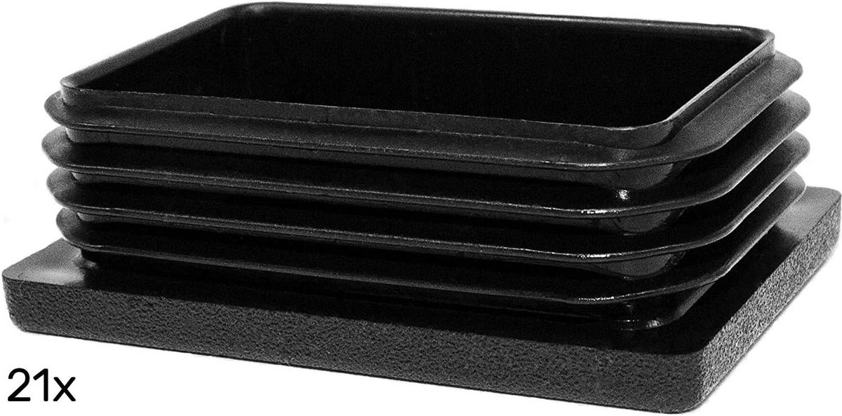 21 Stuks Lamellenstoppen Rechthoekige Buis 40x20 mm PE Kunststof Einddoppen Glijders Afdekplug