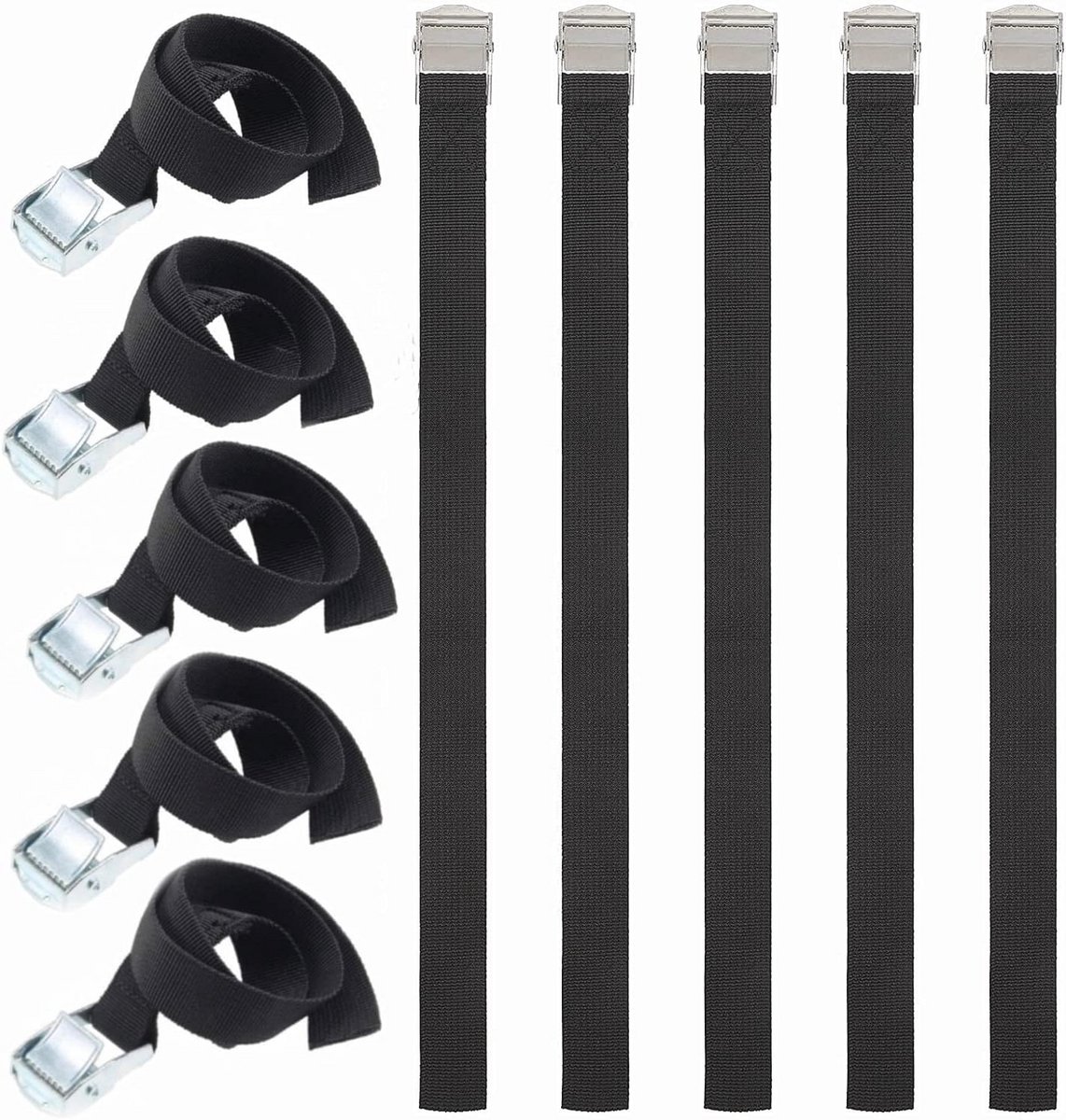 10 stuks verstelbare sjorriemen met klemsluiting - 2,5 x 50 cm - Roestvrije bevestigingsriemen voor fietsen, motorfietsen en bagage