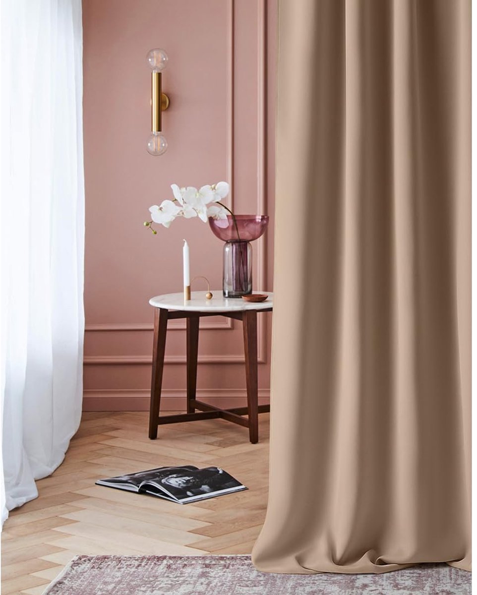Unyqoos 140X250 Elegante beige verduisterende gordijn met plooiband voor woonkamer en slaapkamer