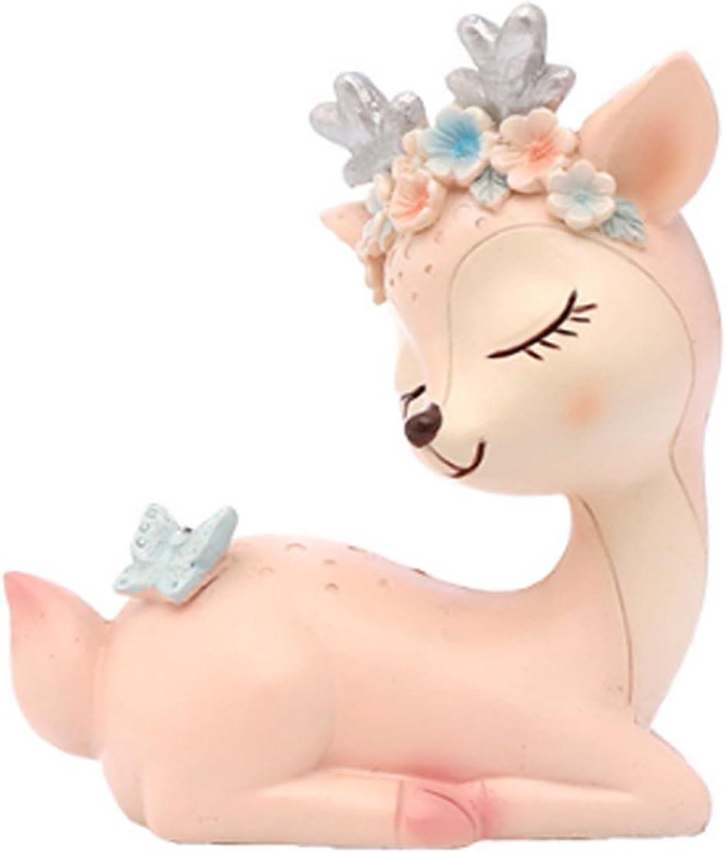Allecta - Simulatie Herten Ornamenten voor Feest, Verjaardag en Kerstfeest - Rendier Figuur Eland Hert - Miniatuur Herten Beeldjes - Desktop Craft Decoratie Beeldje - Roze