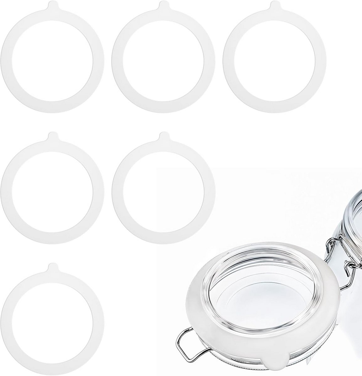 Set van 6 Siliconen Weckrubberringen - 114 x 85 mm - Lekvrij voor Inmaakpotten