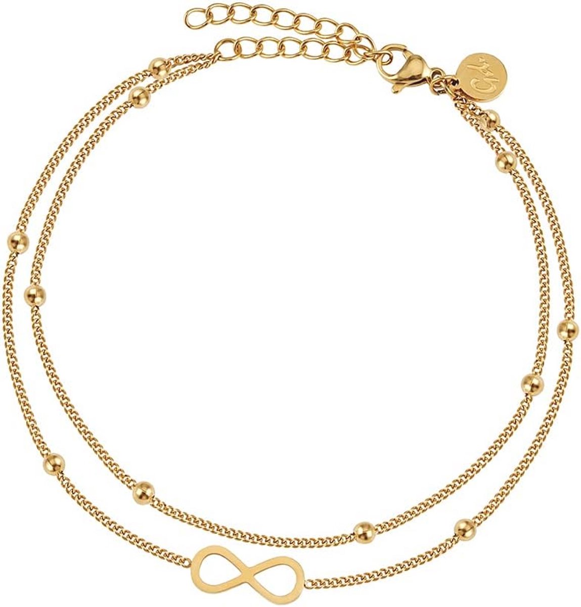 Waterdicht enkelbandje voor dames in 18K goud, zilver en roségoud (22-27cm)
